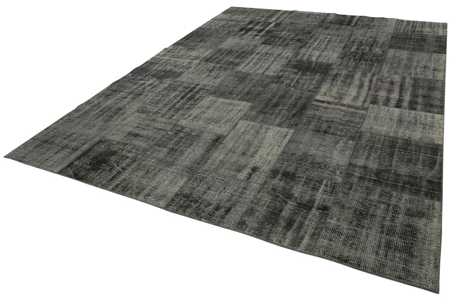 Kırk Yama Siyah Patchwork Pamuk Yün El Dokuma Halısı 256x351 Agacan