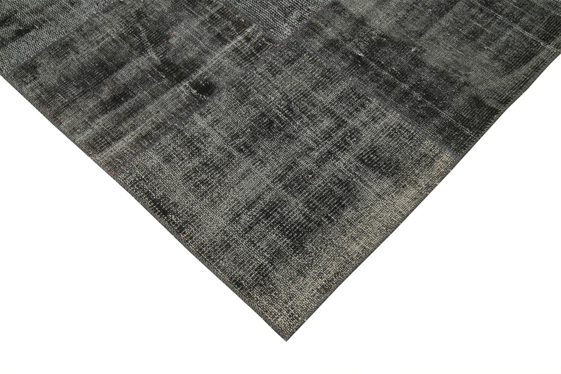 Kırk Yama Siyah Patchwork Pamuk Yün El Dokuma Halısı 256x351 Agacan