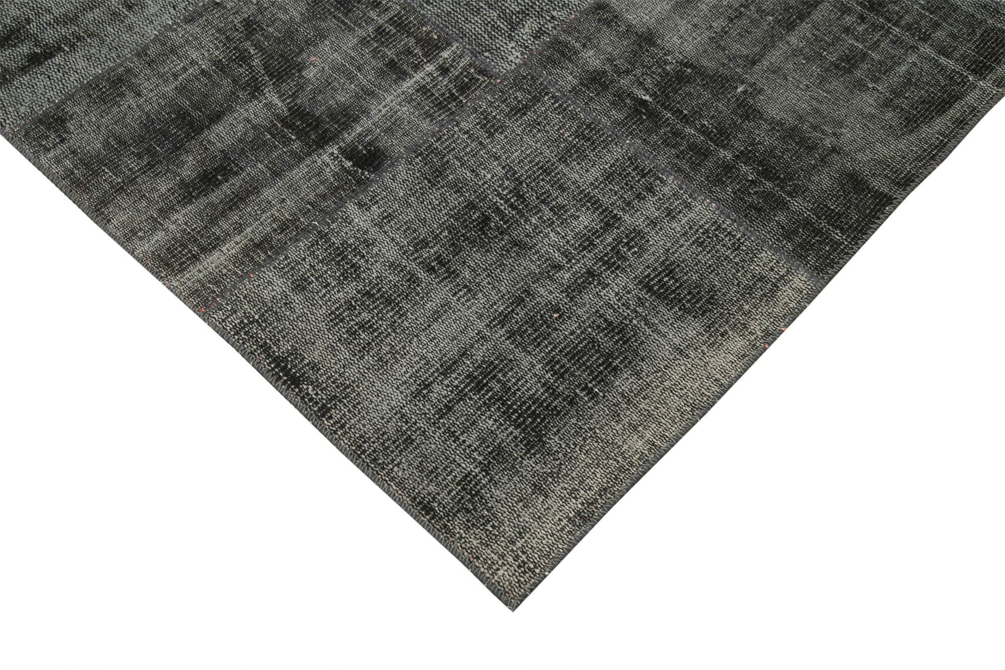 Kırk Yama Siyah Patchwork Pamuk Yün El Dokuma Halısı 256x351 Agacan