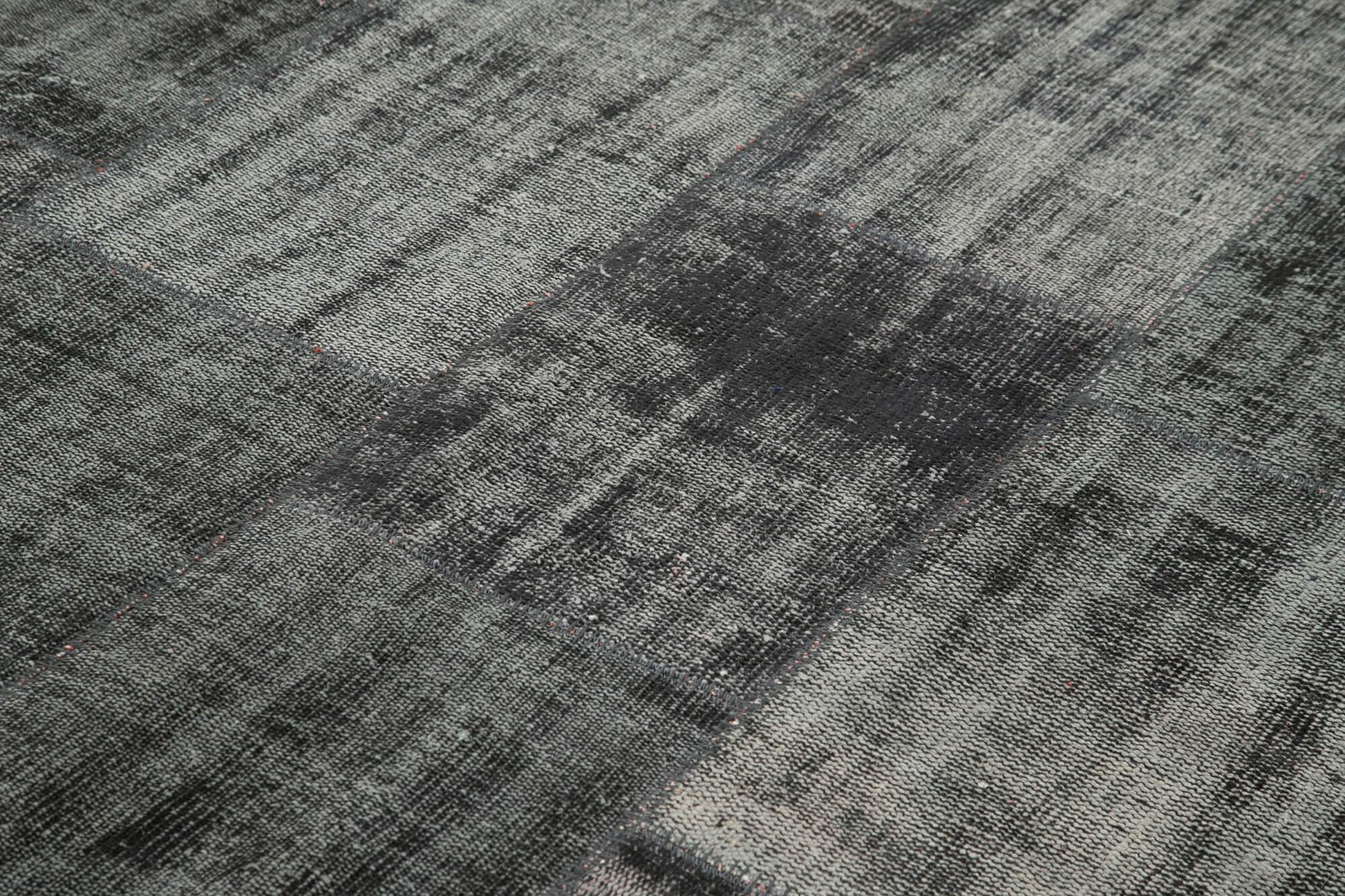 Kırk Yama Siyah Patchwork Pamuk Yün El Dokuma Halısı 256x351 Agacan