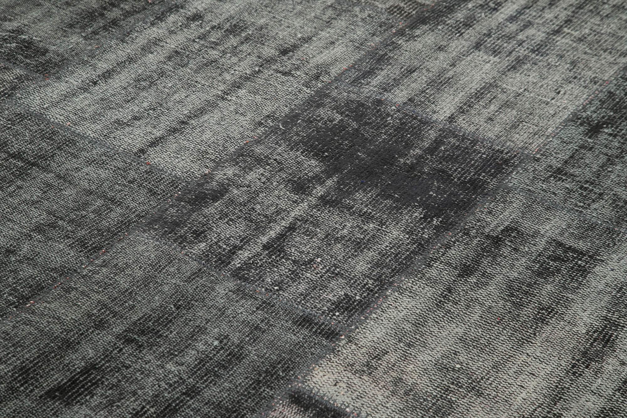 Kırk Yama Siyah Patchwork Pamuk Yün El Dokuma Halısı 256x351 Agacan