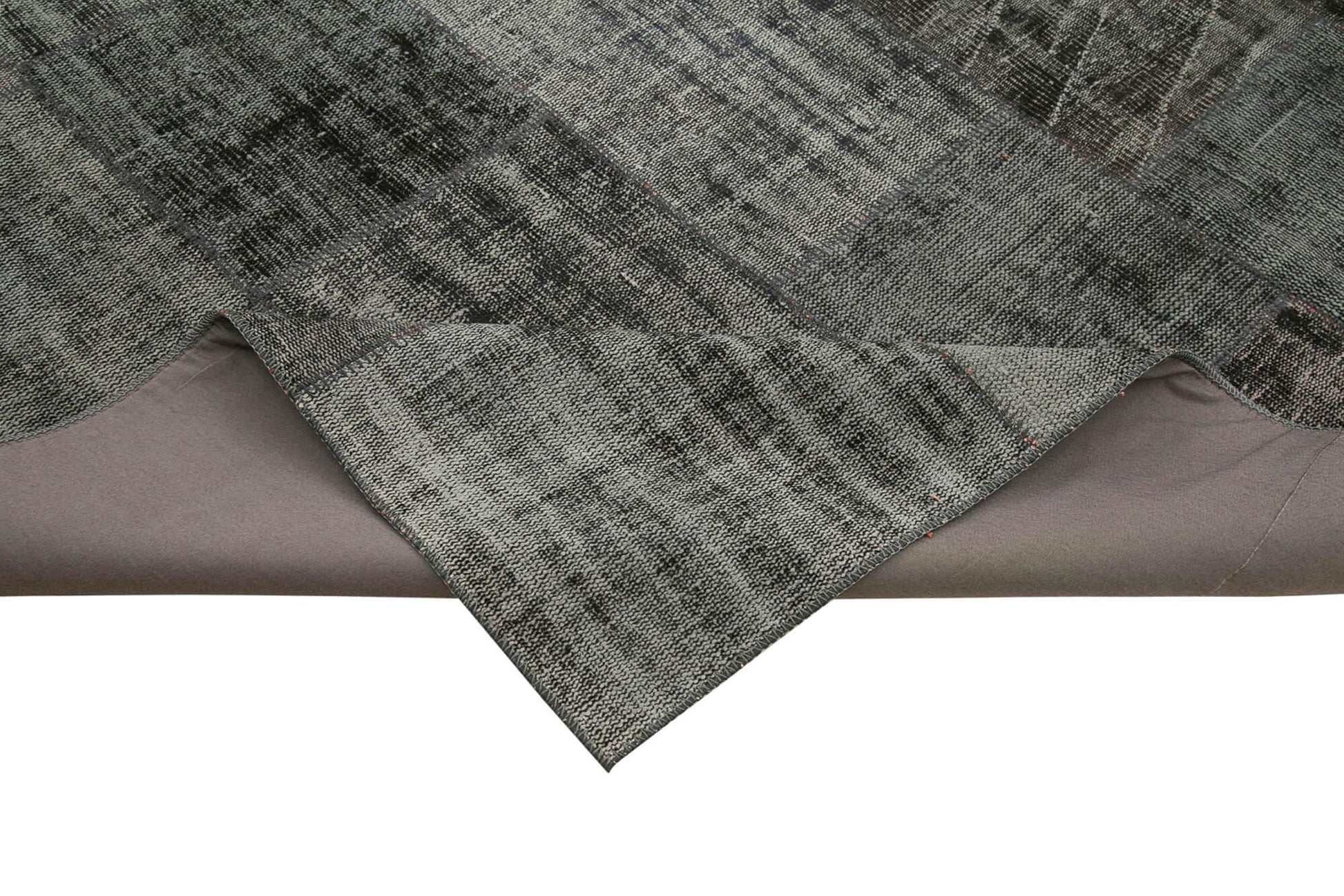 Kırk Yama Siyah Patchwork Pamuk Yün El Dokuma Halısı 256x351 Agacan