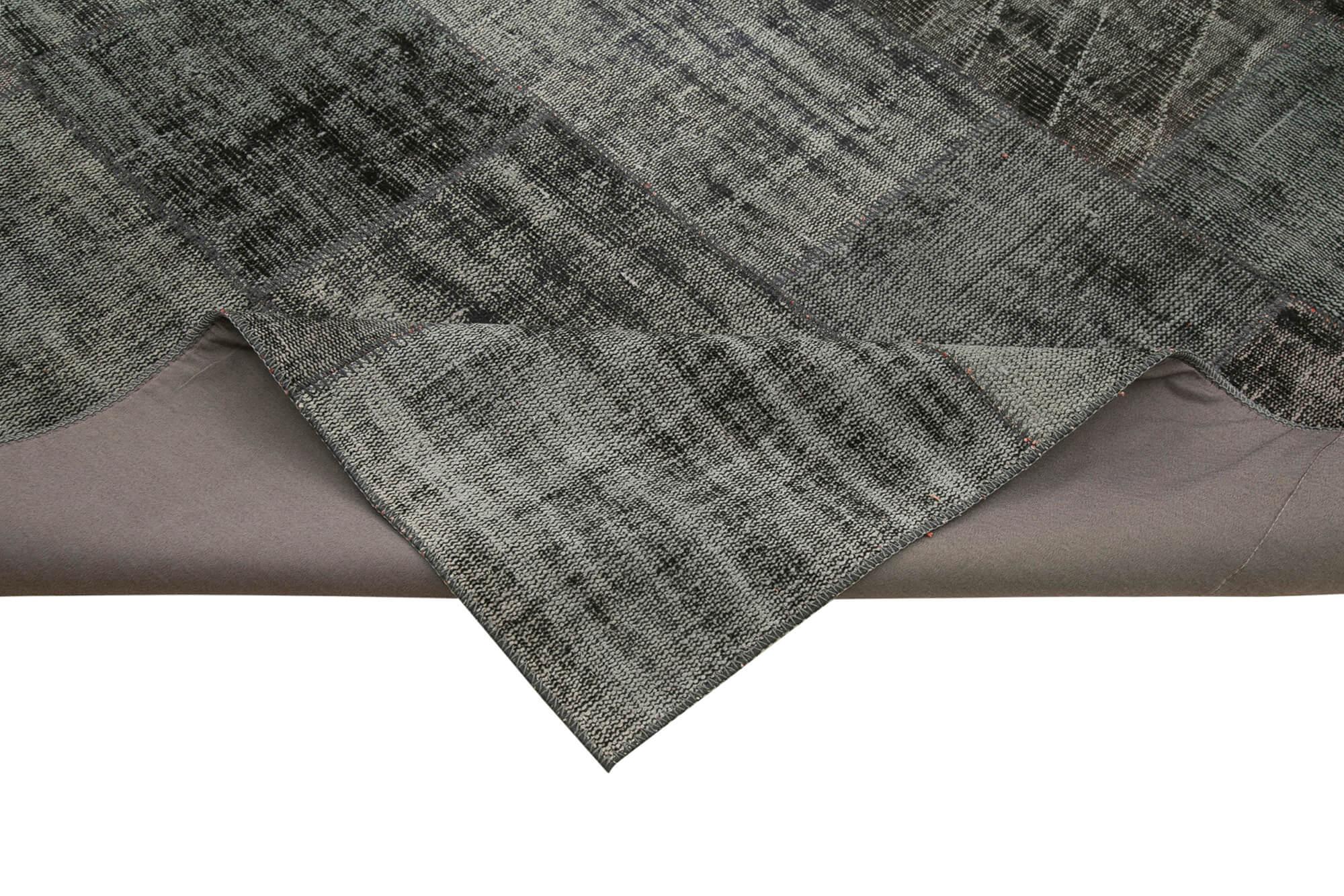 Kırk Yama Siyah Patchwork Pamuk Yün El Dokuma Halısı 256x351 Agacan