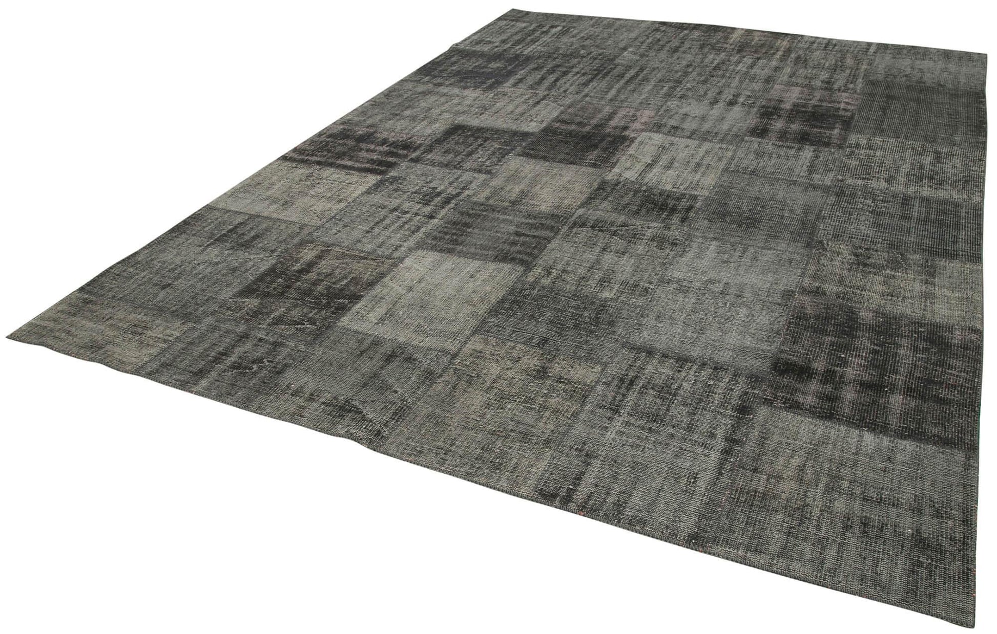 Kırk Yama Siyah Patchwork Pamuk Yün El Dokuma Halısı 256x353 Agacan