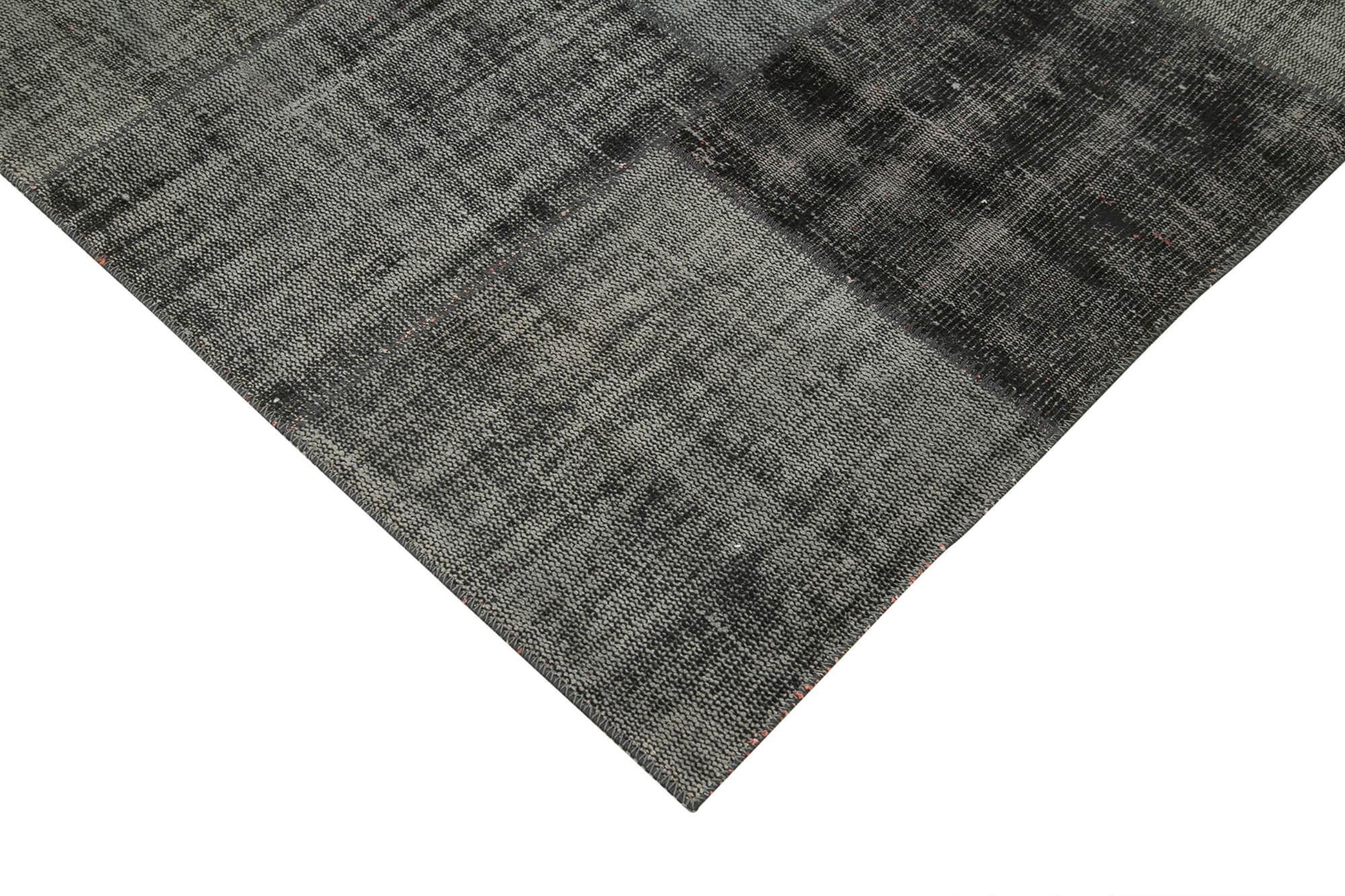 Kırk Yama Siyah Patchwork Pamuk Yün El Dokuma Halısı 256x353 Agacan