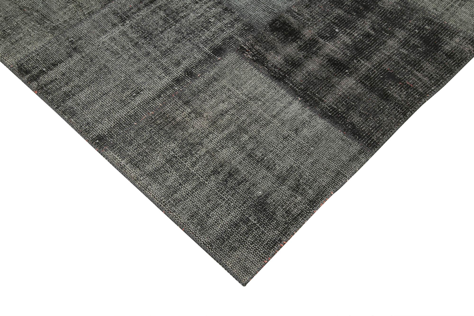 Kırk Yama Siyah Patchwork Pamuk Yün El Dokuma Halısı 256x353 Agacan