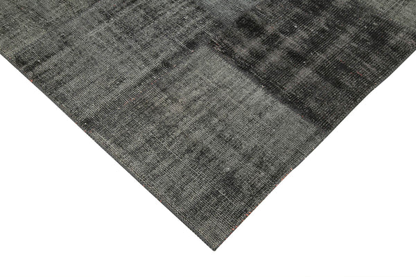 Kırk Yama Siyah Patchwork Pamuk Yün El Dokuma Halısı 256x353 Agacan
