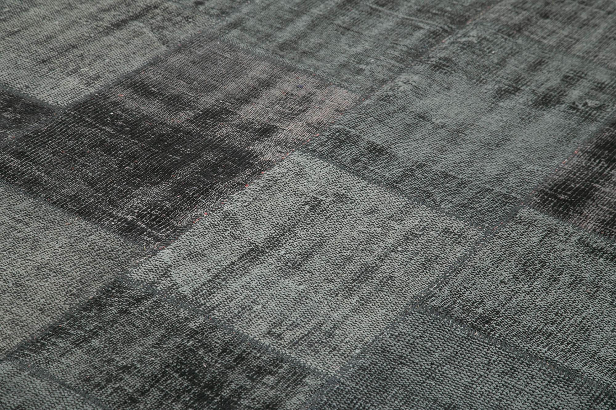 Kırk Yama Siyah Patchwork Pamuk Yün El Dokuma Halısı 256x353 Agacan