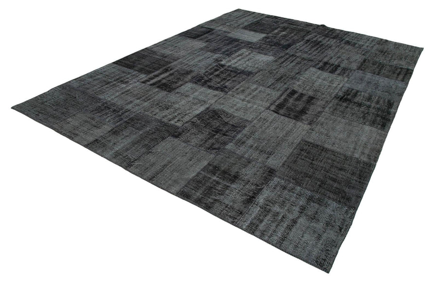 Kırk Yama Siyah Patchwork Pamuk Yün El Dokuma Halısı 257x352 Agacan