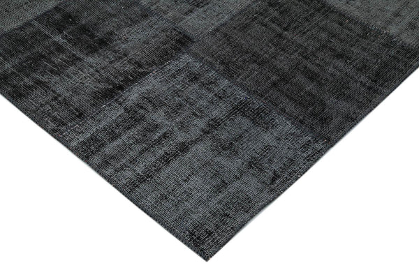 Kırk Yama Siyah Patchwork Pamuk Yün El Dokuma Halısı 257x352 Agacan