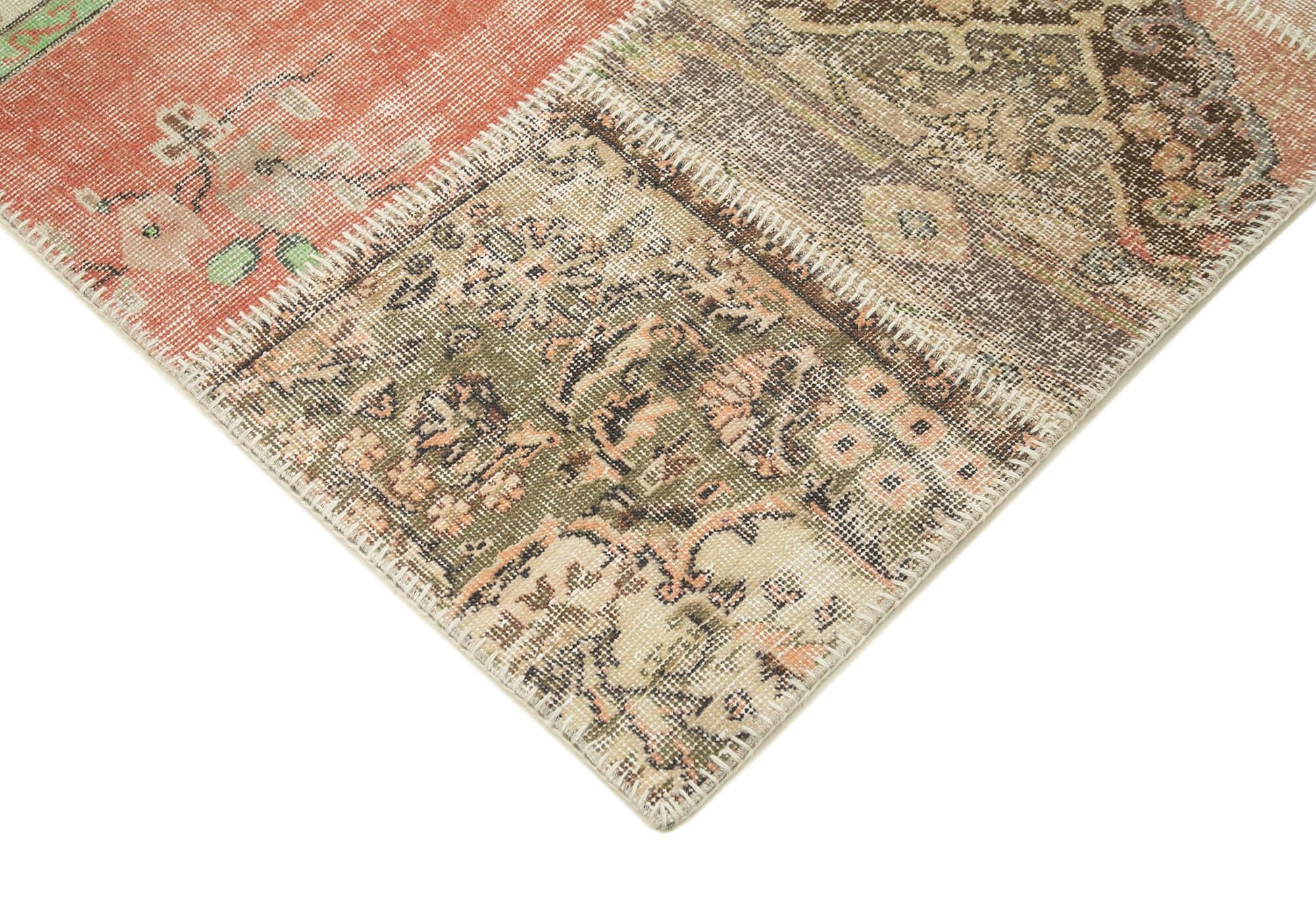 Kırk Yama Mavi Patchwork Pamuk Yün El Dokuma Halısı 251x298 Agacan
