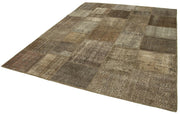 Kırk Yama Kahverengi Patchwork Pamuk Yün El Dokuma Halısı 238x304 Agacan