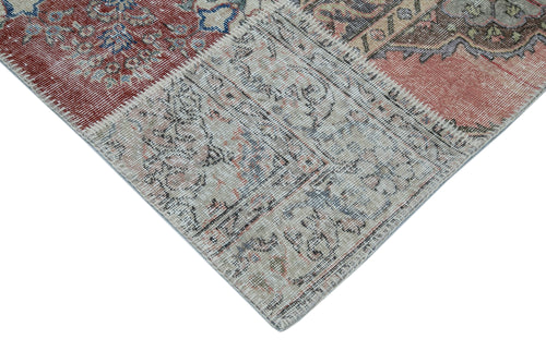 Kırk Yama Mavi Patchwork Pamuk Yün El Dokuma Halısı 300x402 Agacan