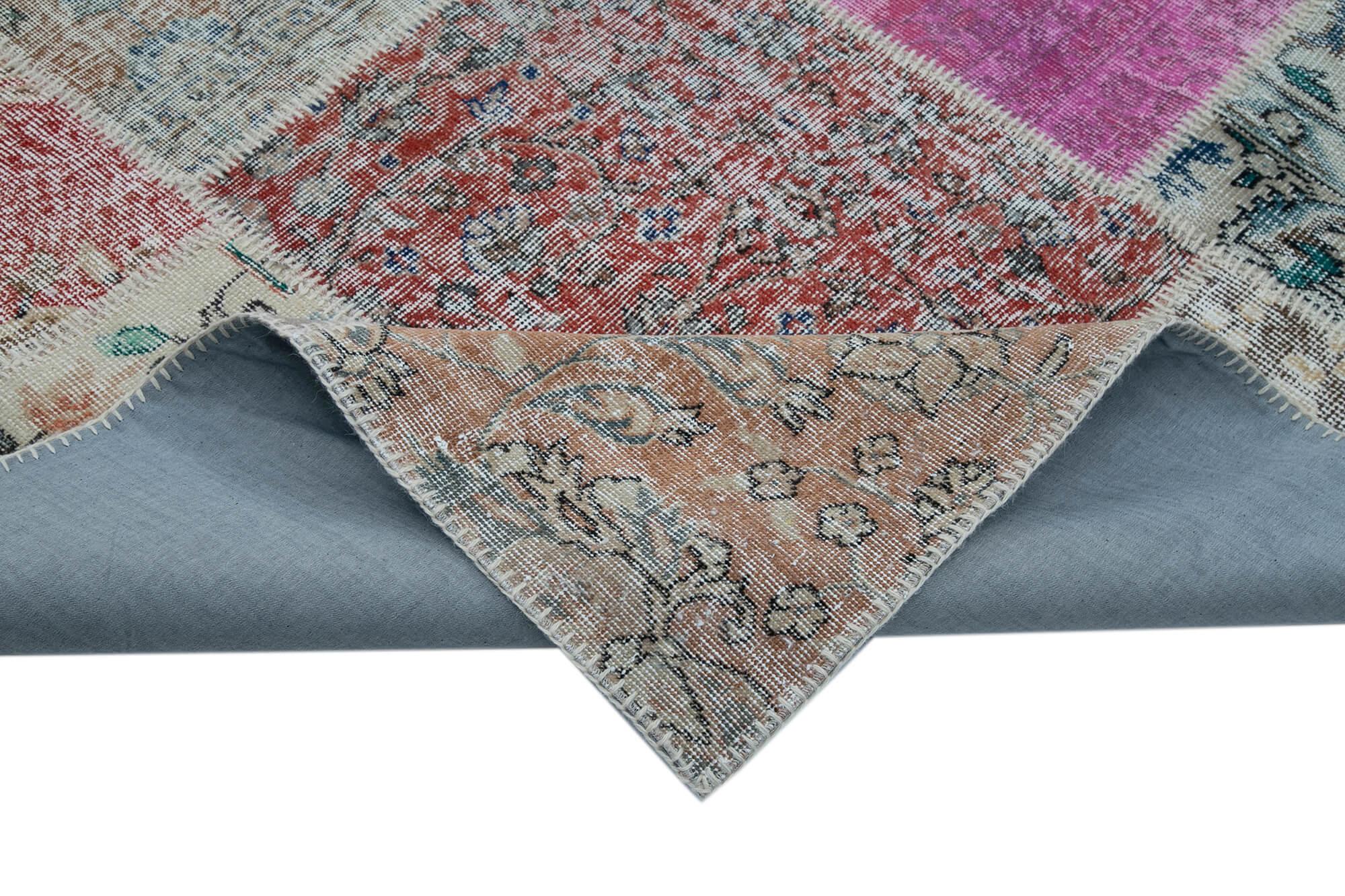 Kırk Yama Mavi Patchwork Pamuk Yün El Dokuma Halısı 300x402 Agacan