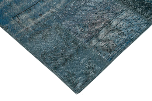 Kırk Yama Mavi Patchwork Pamuk Yün El Dokuma Halısı 297x427 Agacan