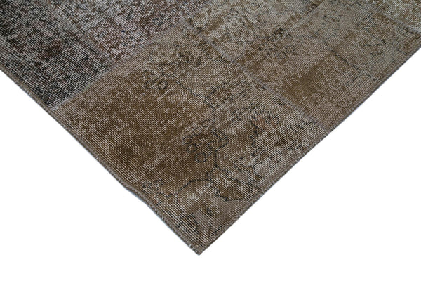Kırk Yama Kahverengi Patchwork Pamuk Yün El Dokuma Halısı 300x400 Agacan