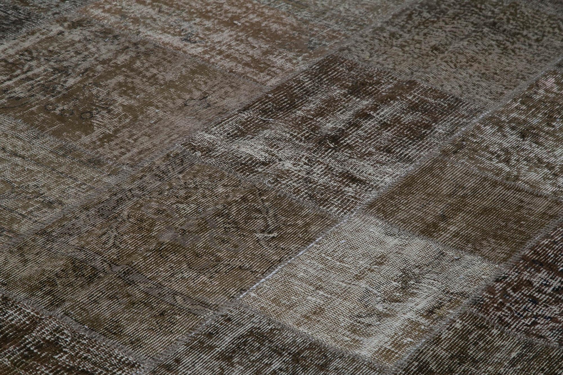 Kırk Yama Kahverengi Patchwork Pamuk Yün El Dokuma Halısı 300x400 Agacan