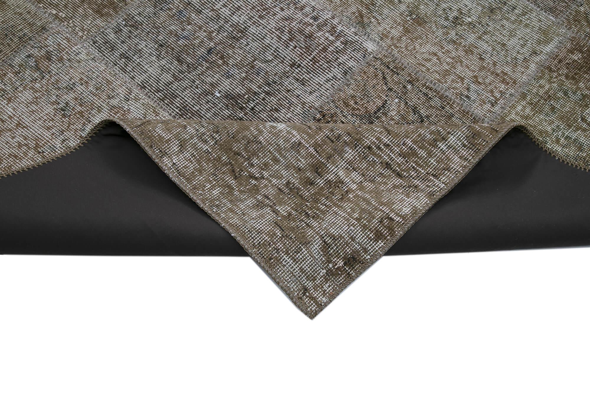 Kırk Yama Kahverengi Patchwork Pamuk Yün El Dokuma Halısı 300x400 Agacan