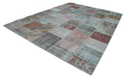 Kırk Yama Mavi Patchwork Pamuk Yün El Dokuma Halısı 300x402 Agacan