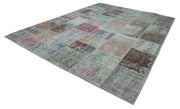 Kırk Yama Mavi Patchwork Pamuk Yün El Dokuma Halısı 300x403 Agacan