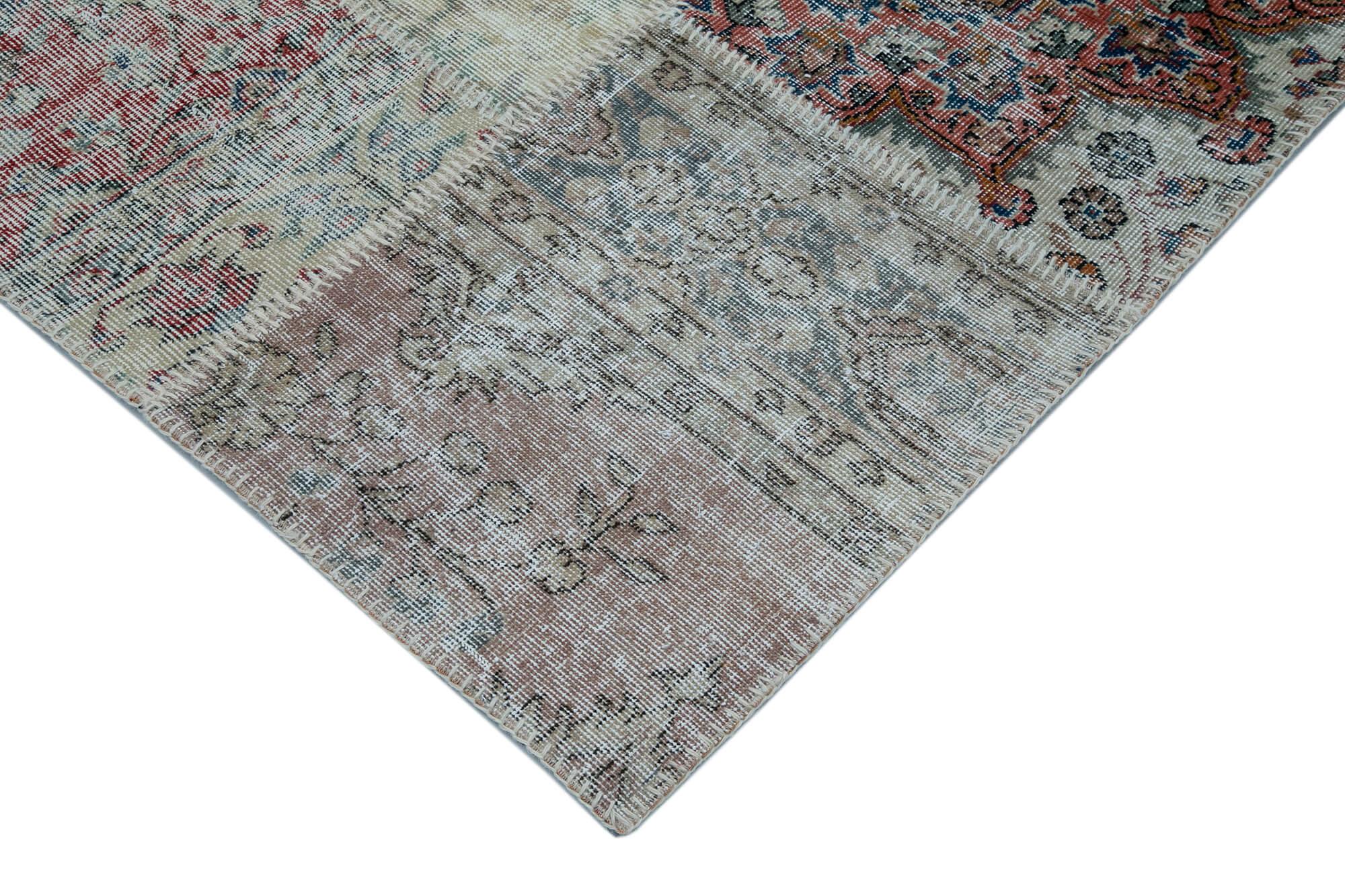 Kırk Yama Mavi Patchwork Pamuk Yün El Dokuma Halısı 300x403 Agacan