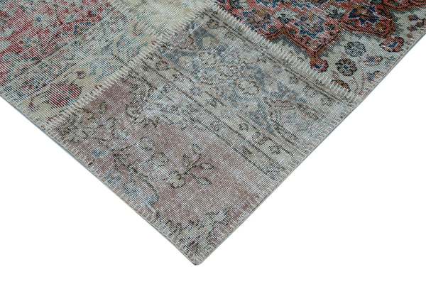 Kırk Yama Mavi Patchwork Pamuk Yün El Dokuma Halısı 300x403 Agacan