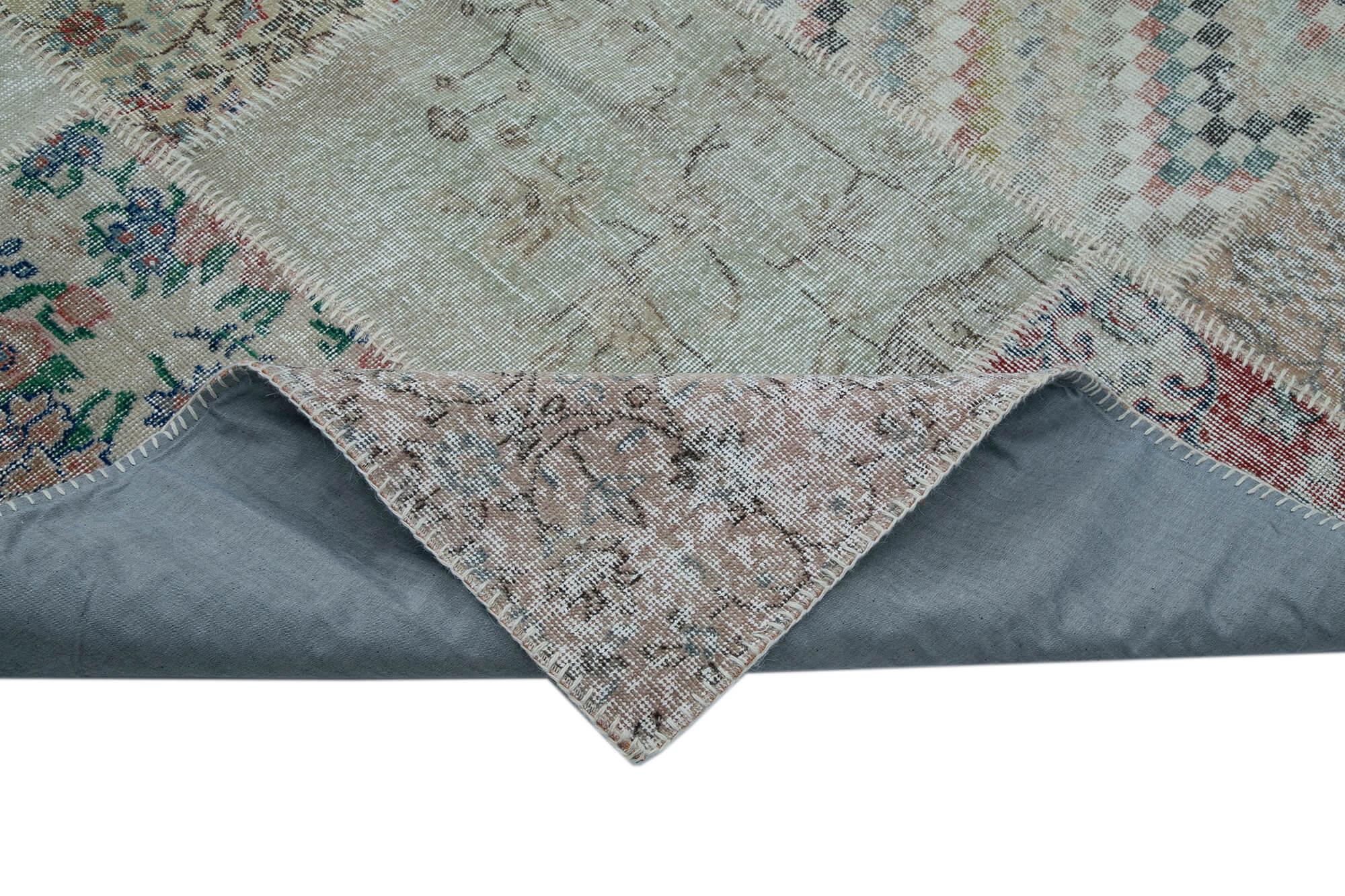 Kırk Yama Mavi Patchwork Pamuk Yün El Dokuma Halısı 300x403 Agacan