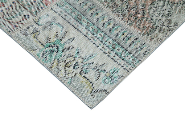 Kırk Yama Mavi Patchwork Pamuk Yün El Dokuma Halısı 300x400 Agacan