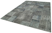 Kırk Yama Gri Patchwork Pamuk Yün El Dokuma Halısı 250x350 Agacan