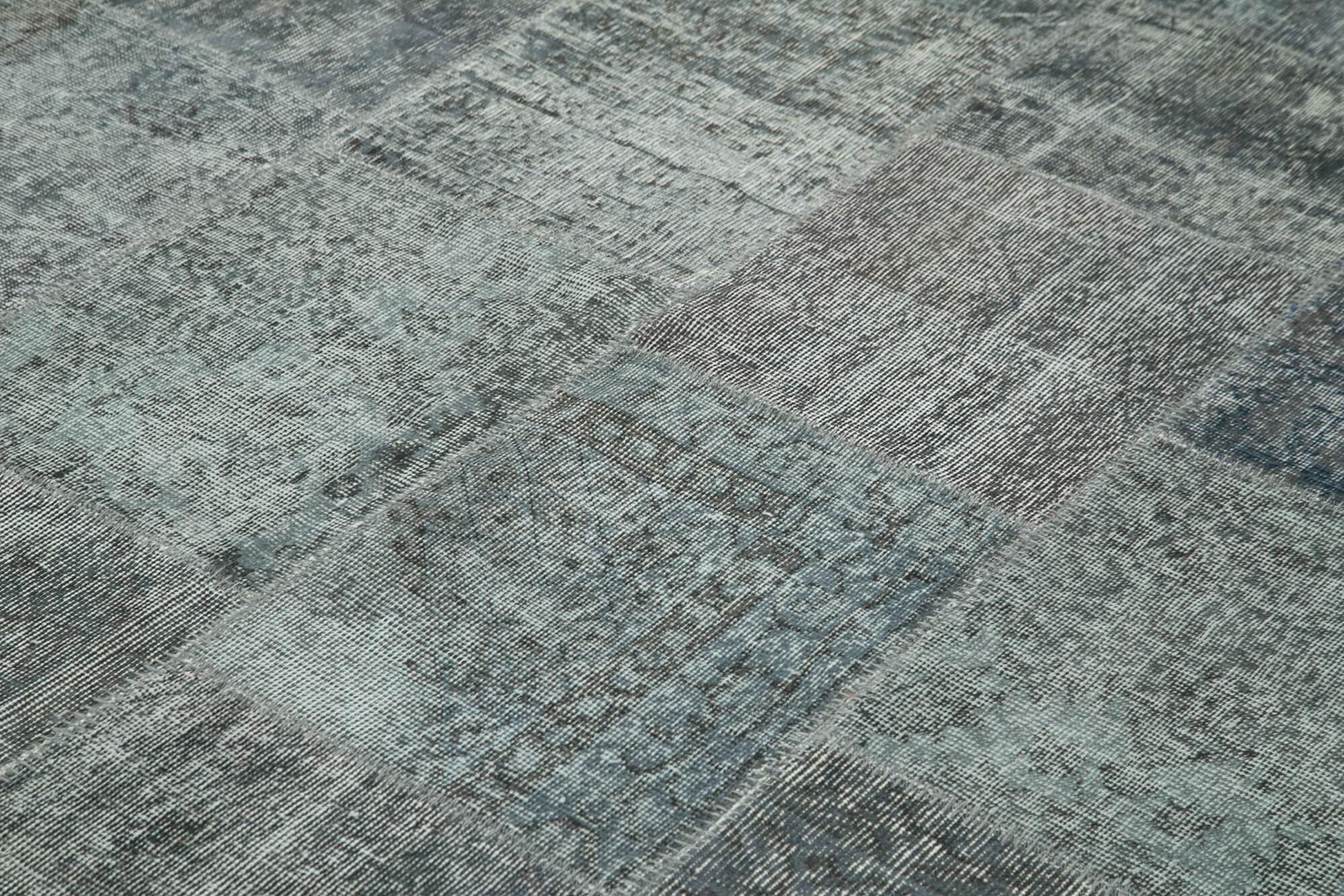 Kırk Yama Gri Patchwork Pamuk Yün El Dokuma Halısı 250x350 Agacan