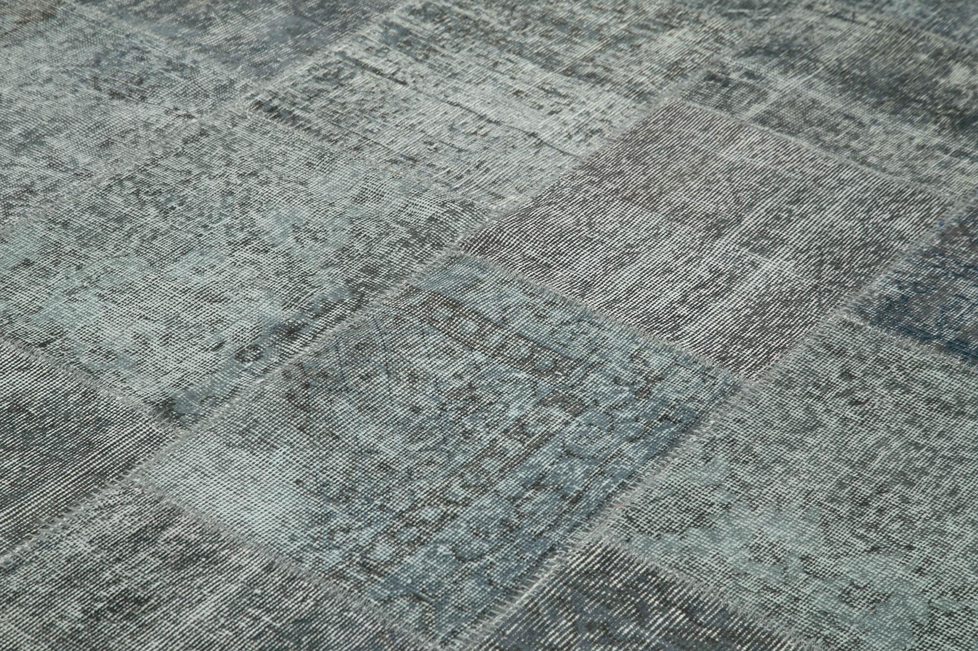 Kırk Yama Gri Patchwork Pamuk Yün El Dokuma Halısı 250x350 Agacan