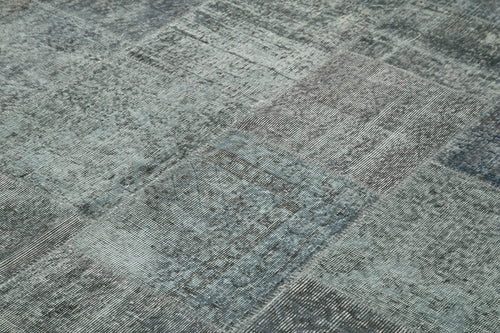 Kırk Yama Gri Patchwork Pamuk Yün El Dokuma Halısı 250x350 Agacan