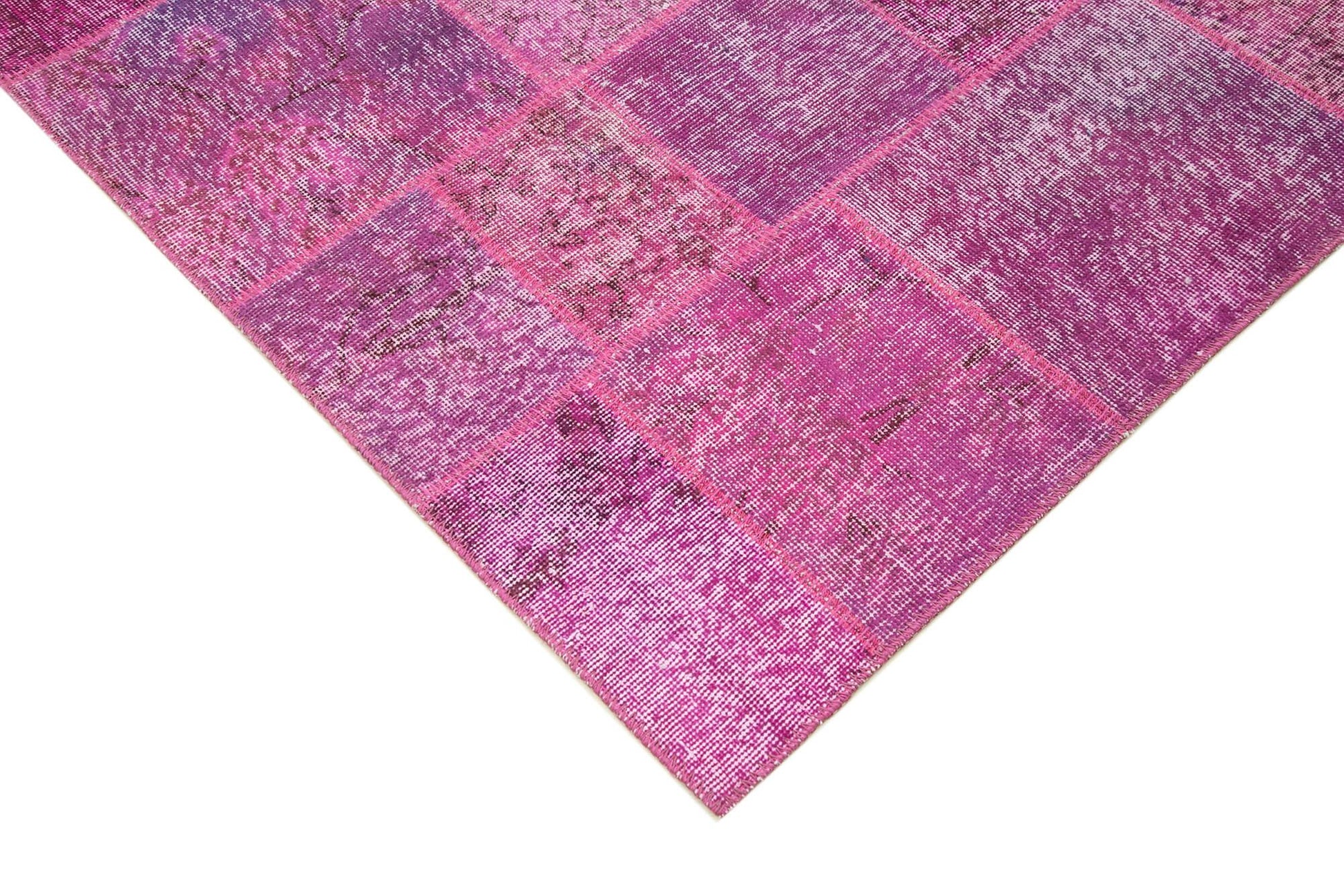 Kırk Yama Pembe Patchwork Pamuk Yün El Dokuma Halısı 250x350 Agacan