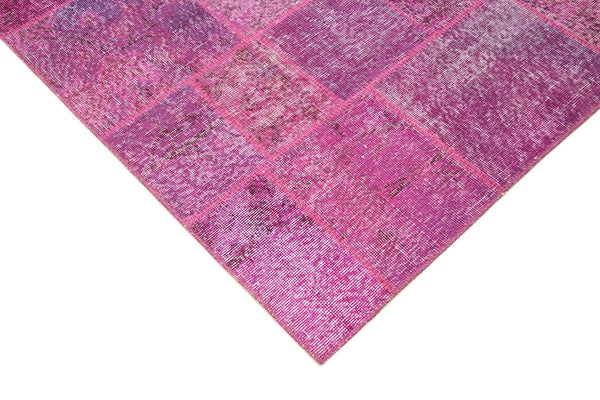 Kırk Yama Pembe Patchwork Pamuk Yün El Dokuma Halısı 250x350 Agacan
