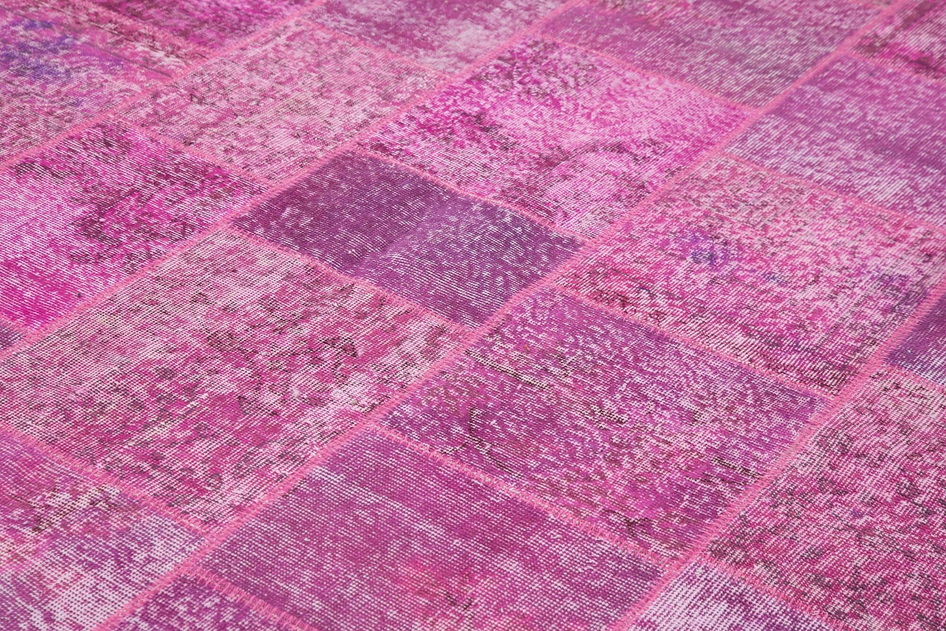 Kırk Yama Pembe Patchwork Pamuk Yün El Dokuma Halısı 250x350 Agacan