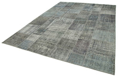 Kırk Yama Gri Patchwork Pamuk Yün El Dokuma Halısı 250x350 Agacan
