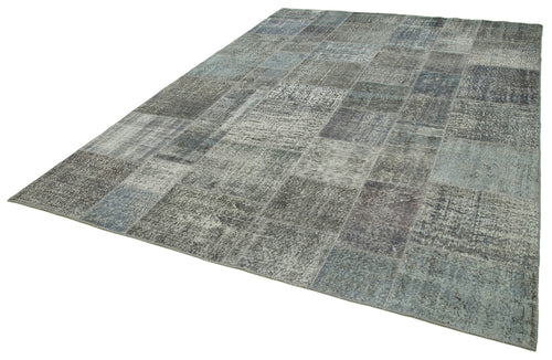 Kırk Yama Gri Patchwork Pamuk Yün El Dokuma Halısı 250x350 Agacan