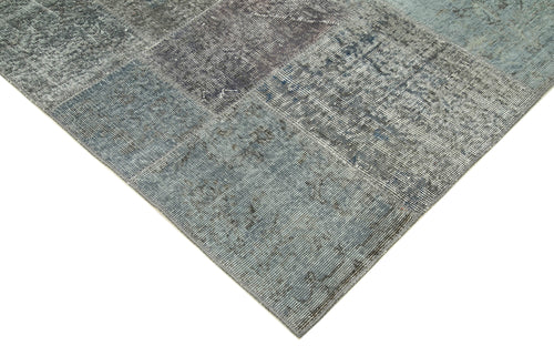 Kırk Yama Gri Patchwork Pamuk Yün El Dokuma Halısı 250x350 Agacan