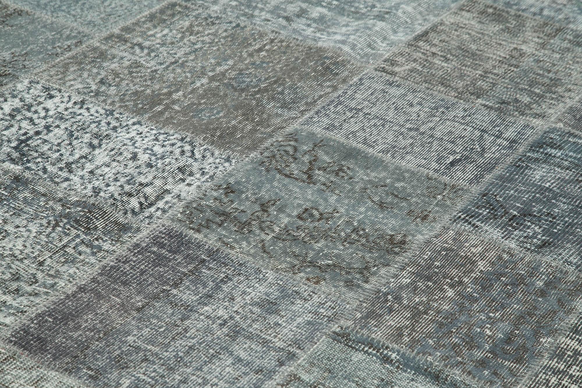 Kırk Yama Gri Patchwork Pamuk Yün El Dokuma Halısı 250x350 Agacan