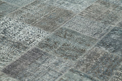 Kırk Yama Gri Patchwork Pamuk Yün El Dokuma Halısı 250x350 Agacan