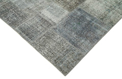 Kırk Yama Gri Patchwork Pamuk Yün El Dokuma Halısı 250x350 Agacan