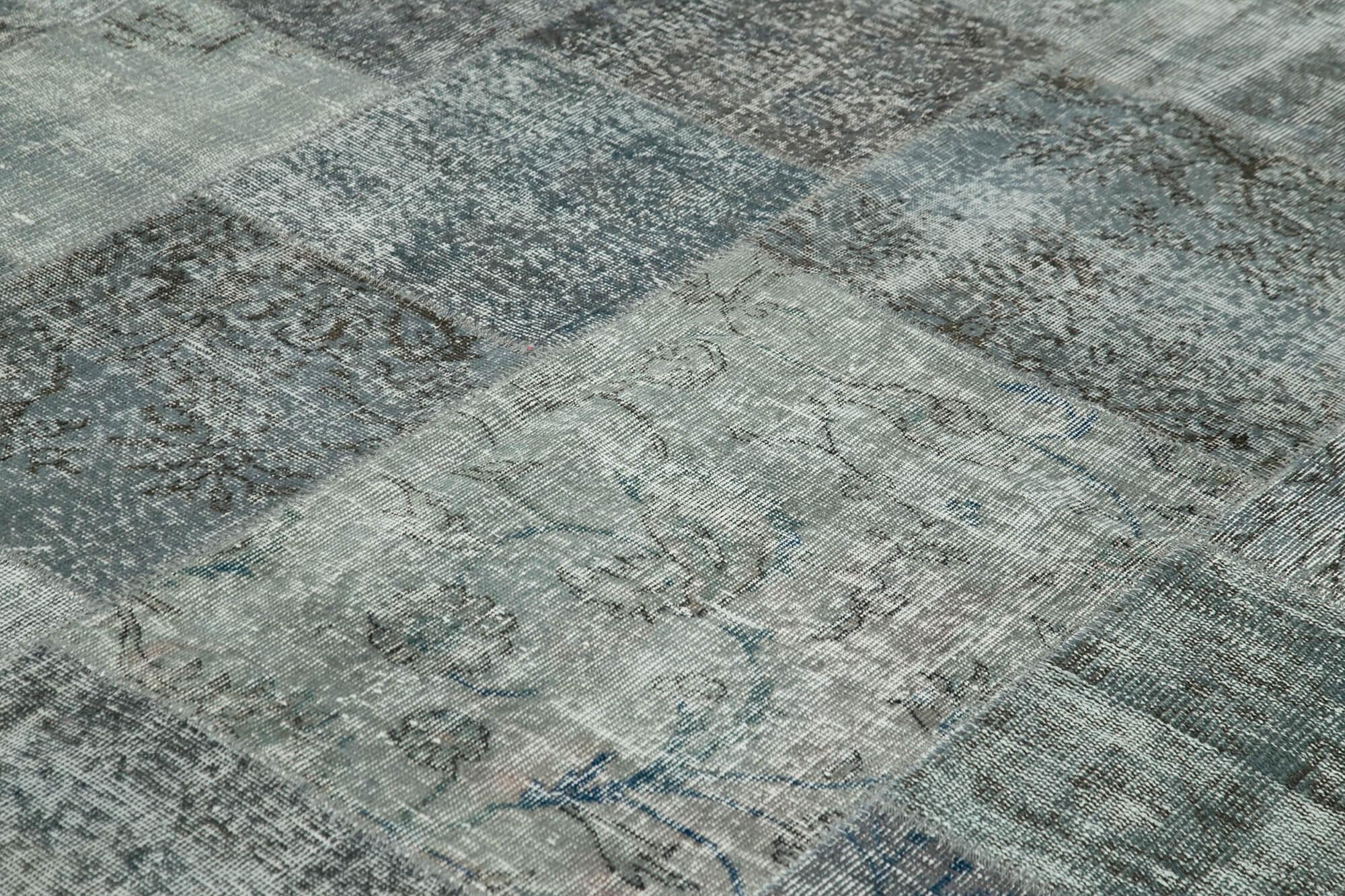 Kırk Yama Gri Patchwork Pamuk Yün El Dokuma Halısı 250x350 Agacan