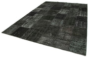 Kırk Yama Siyah Patchwork Pamuk Yün El Dokuma Halısı 249x353 Agacan