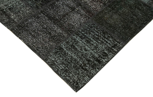 Kırk Yama Siyah Patchwork Pamuk Yün El Dokuma Halısı 249x353 Agacan