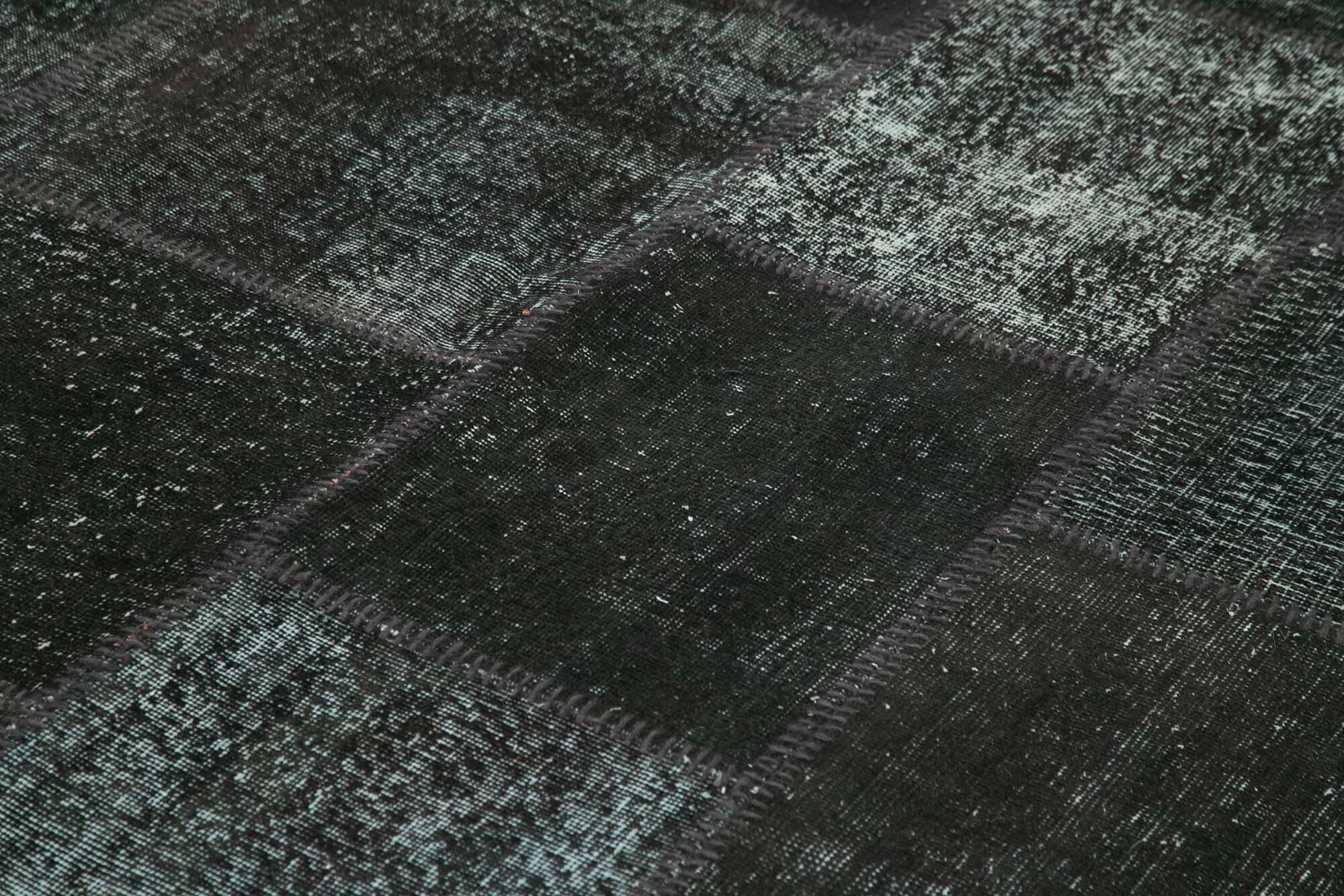 Kırk Yama Siyah Patchwork Pamuk Yün El Dokuma Halısı 249x353 Agacan
