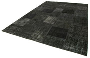 Kırk Yama Siyah Patchwork Pamuk Yün El Dokuma Halısı 250x352 Agacan