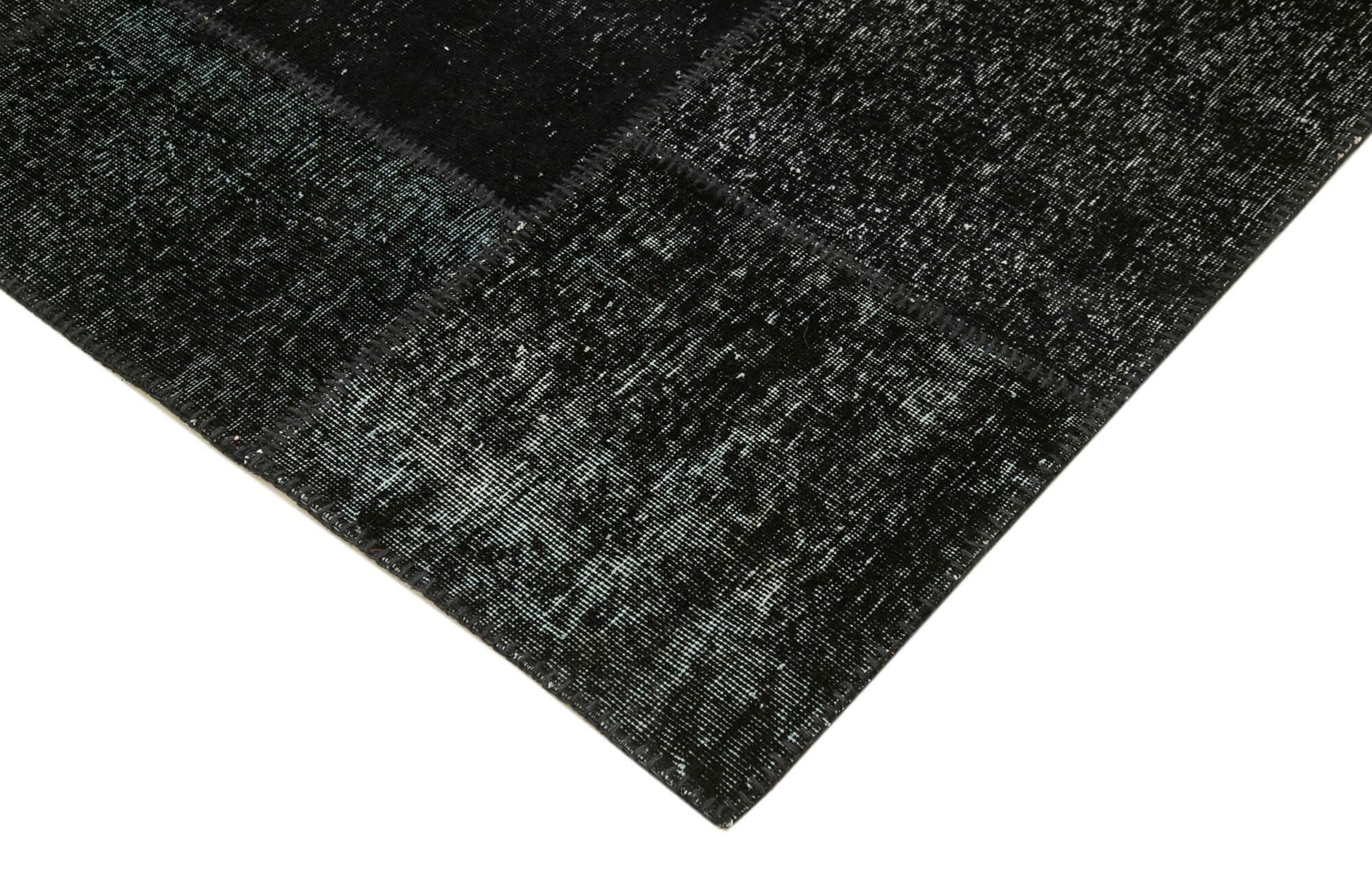 Kırk Yama Siyah Patchwork Pamuk Yün El Dokuma Halısı 250x352 Agacan