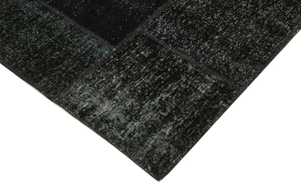 Kırk Yama Siyah Patchwork Pamuk Yün El Dokuma Halısı 250x352 Agacan