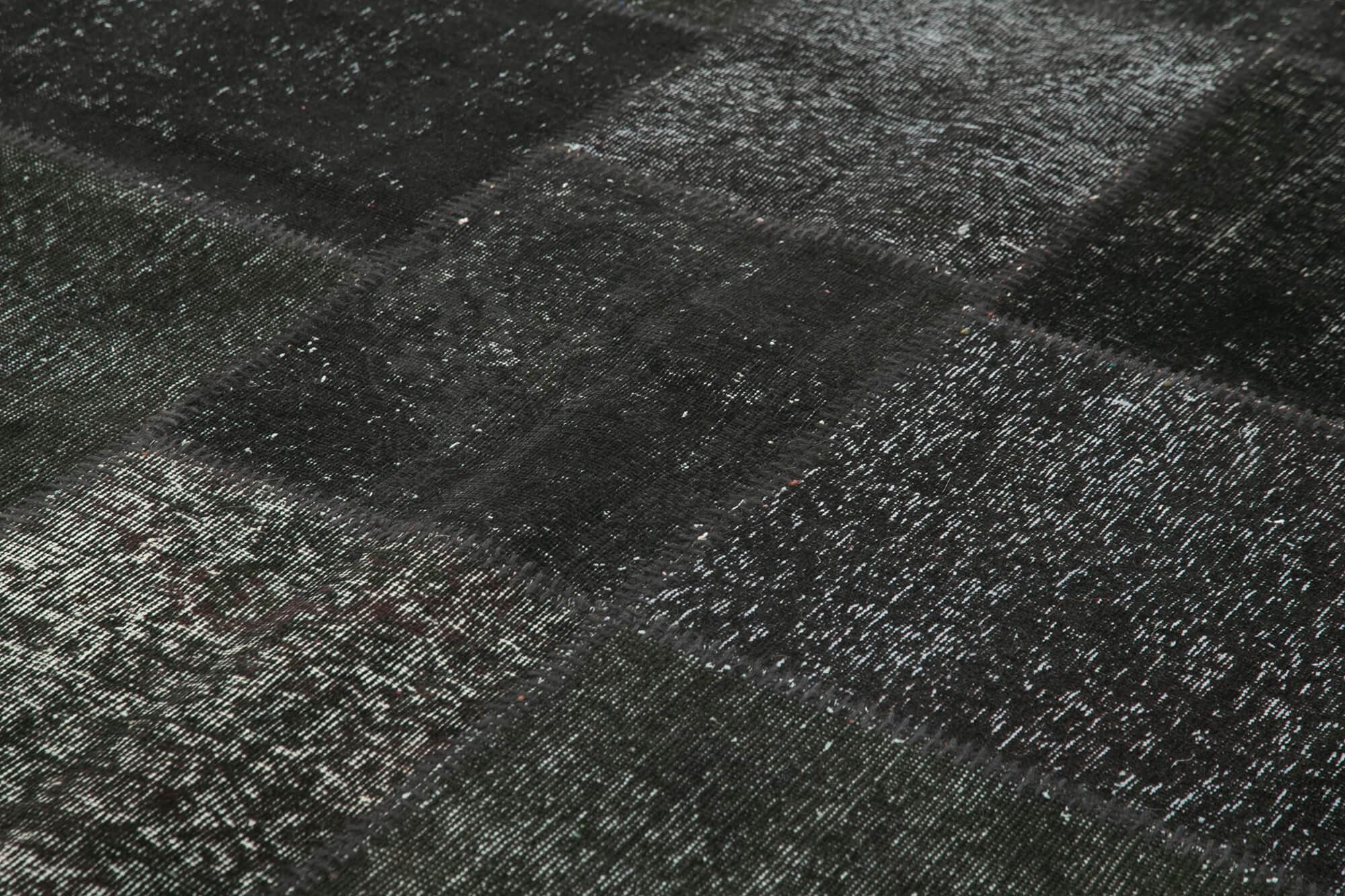 Kırk Yama Siyah Patchwork Pamuk Yün El Dokuma Halısı 250x352 Agacan