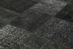 Kırk Yama Siyah Patchwork Pamuk Yün El Dokuma Halısı 250x352 Agacan